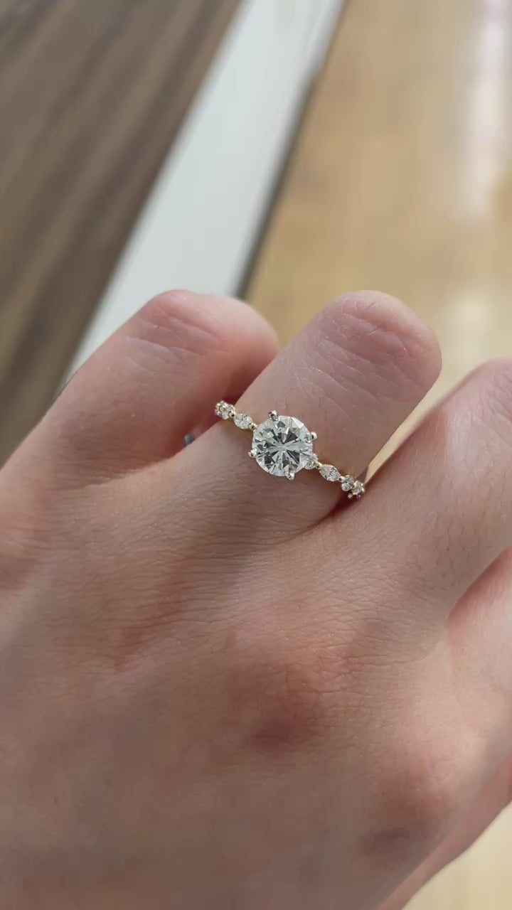 Liora Side Stone 1CT Round Natural Diamond 14K Two Tone