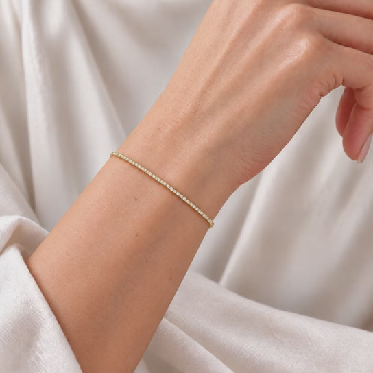 Natural Diamond Tennis Bracelet 14K Yellow Gold 2CTW