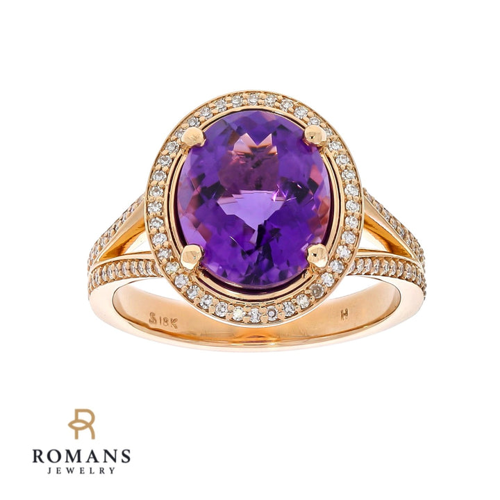Amethyst Diamond Halo 14K Rose Gold 3.52CT