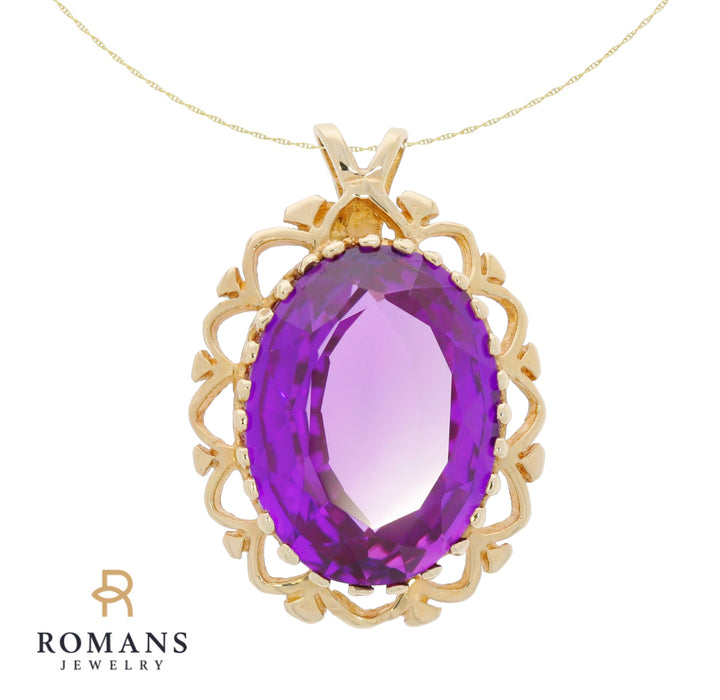 Amethyst Pendant 14K Yellow Gold 6.16CT