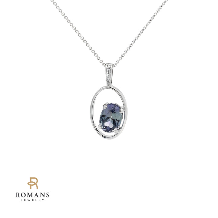 BI-Color Tanzanite Diamond  Pendant 14K White Gold 1.52CT