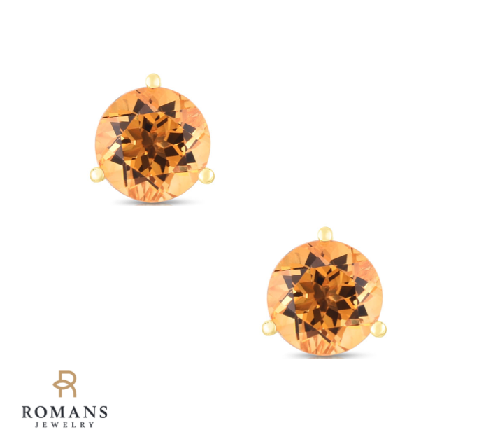 Citrine Stud Earrings 14K Yellow Gold 1.20CTW