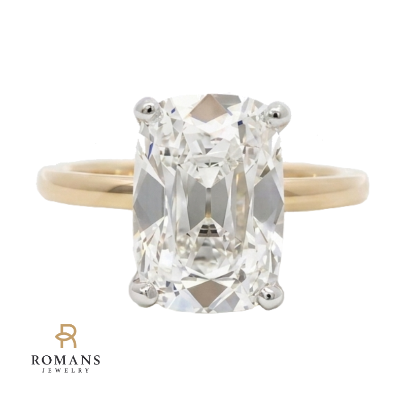Covenant Hidden Halo 3.87CT Old Mine Cushion Lab Diamond 14K Two Tone