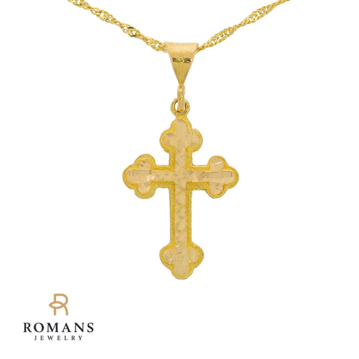 Cross Filigree Necklace 21K Yellow Gold