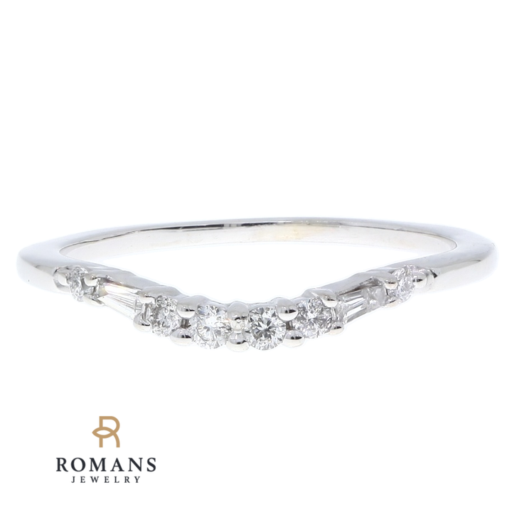 Curved Diamond Wedding Band 14K White Gold