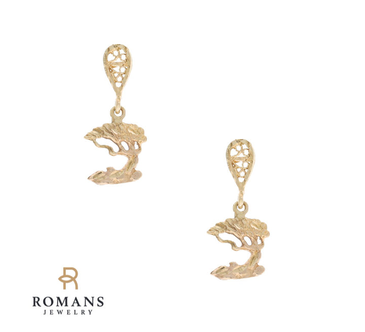 Cypress Dangle Earrings 14K Yellow Gold