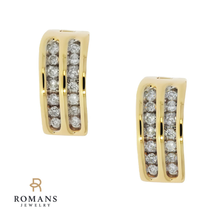 Diamond Channel Hoops 14K Yellow Gold .50 CTW