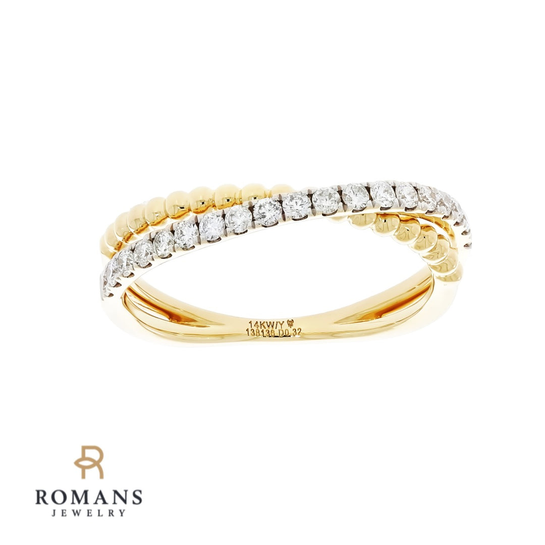 Diamond Crossover Band 14K Two Tone .32CTW