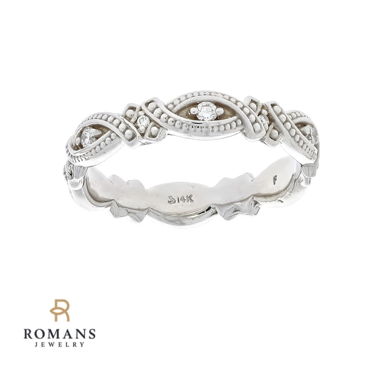 Diamond Eternity Milgrain Band 14K White Gold .17 CTW