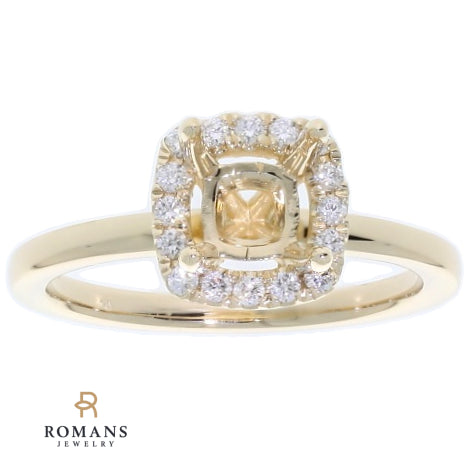 Diamond Halo Engagement Ring Setting 14K Yellow Gold