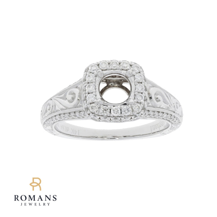 Diamond Halo Filigree Setting 14K White Gold