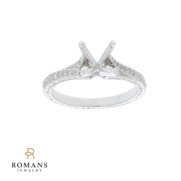 Diamond Nature Inspired Engagement Setting 14K White Gold