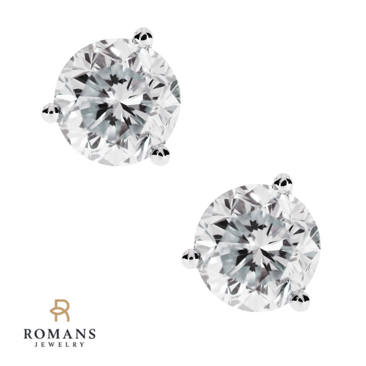 Diamond Stud Earring 14K White Gold 1.45CT
