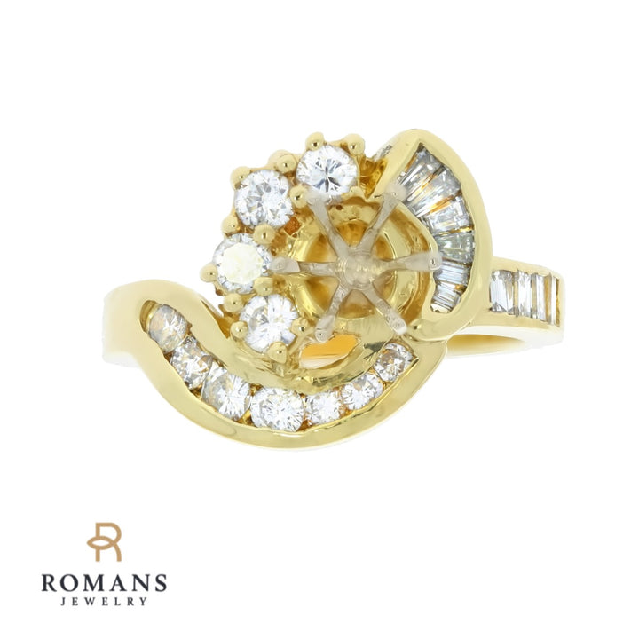 Diamond Swirl Setting 18K Yellow Gold 1 CTW