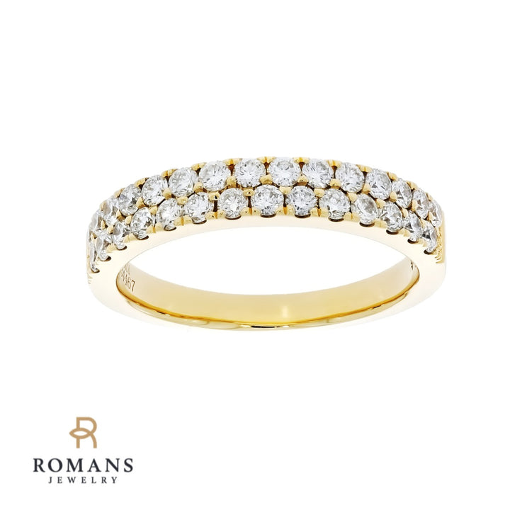 Double Diamond Row Band 18K Yellow Gold .79 CTW