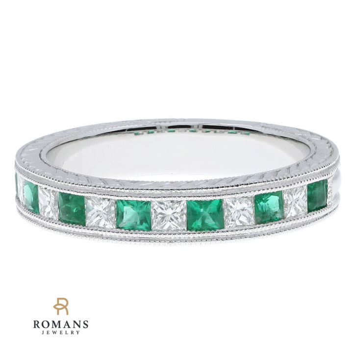 Emerald Diamond Band 14K White Gold .40 CTW