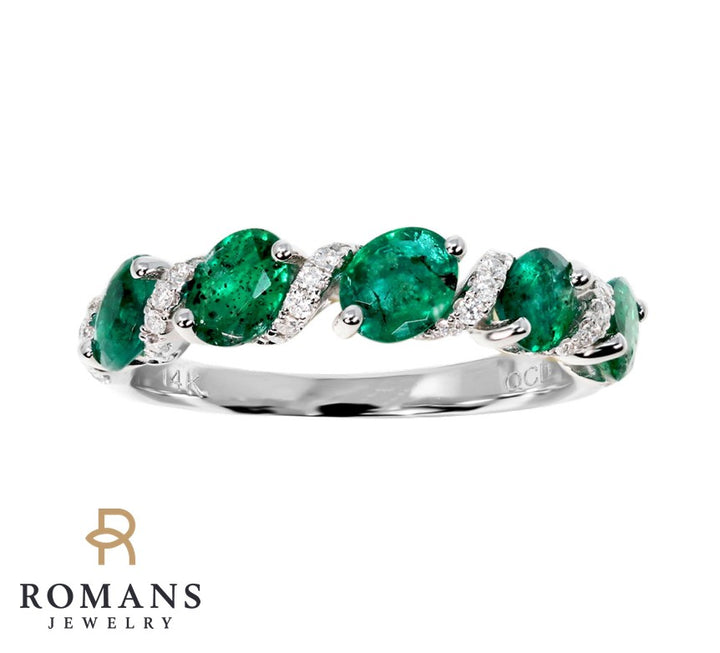 Emerald Diamond Band 14K White Gold 1.64 CTW