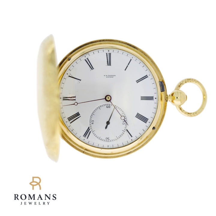 F.H. Cooper London 1880's 18K Yellow Gold Hunting Case Pocket Watch