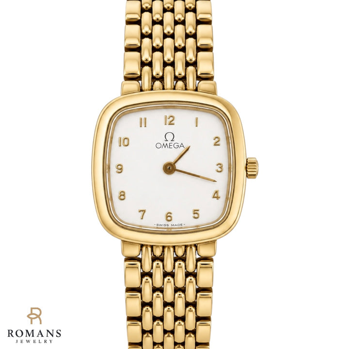 Omega Women’s Yellow-Tone Quartz Watch White Dial 21mm