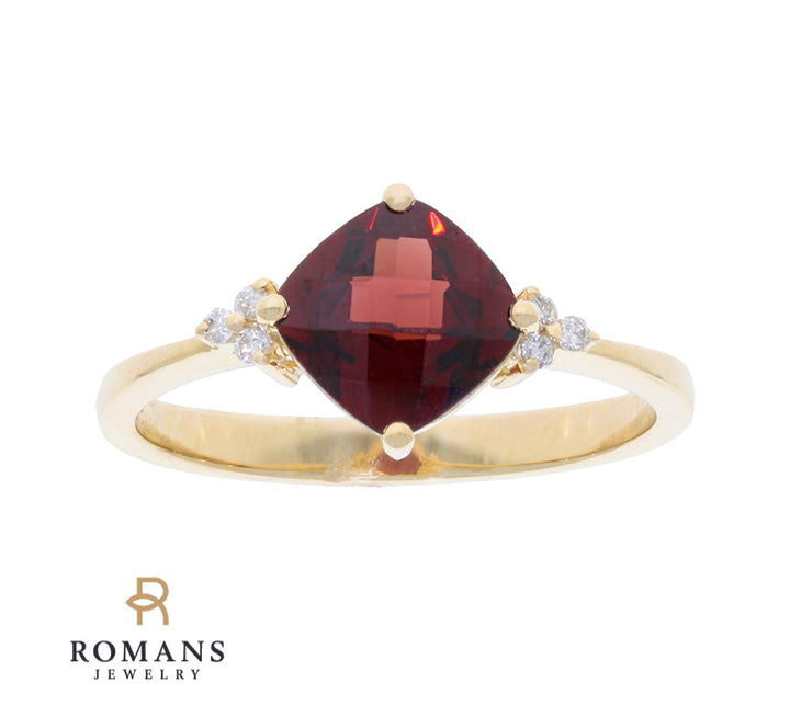 Garnet Diamond Ring 14K Yellow Gold 2.90 CT