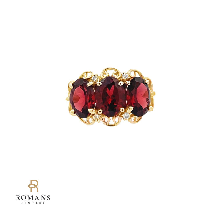 Garnet Diamond Ring 14K Yellow Gold 4CTW