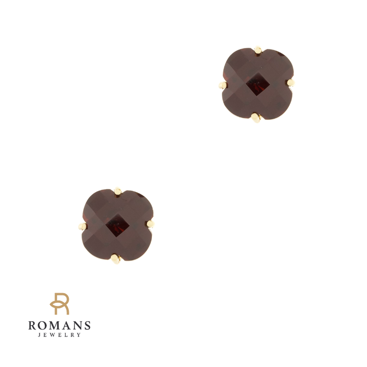 Garnet Stud Earrings 14K Yellow Gold 3CTW