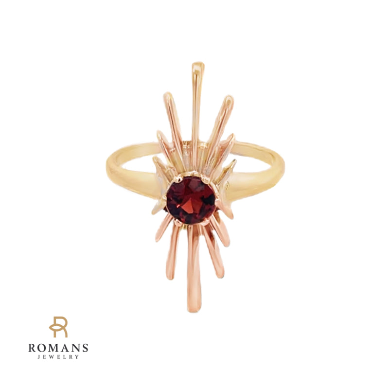 Vintage Garnet Star Ring 10K Yellow Gold .55 CT
