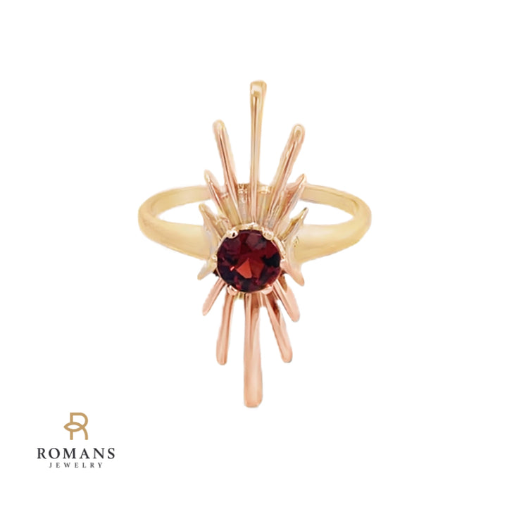 Vintage Garnet Star Ring 10K Yellow Gold .55 CT