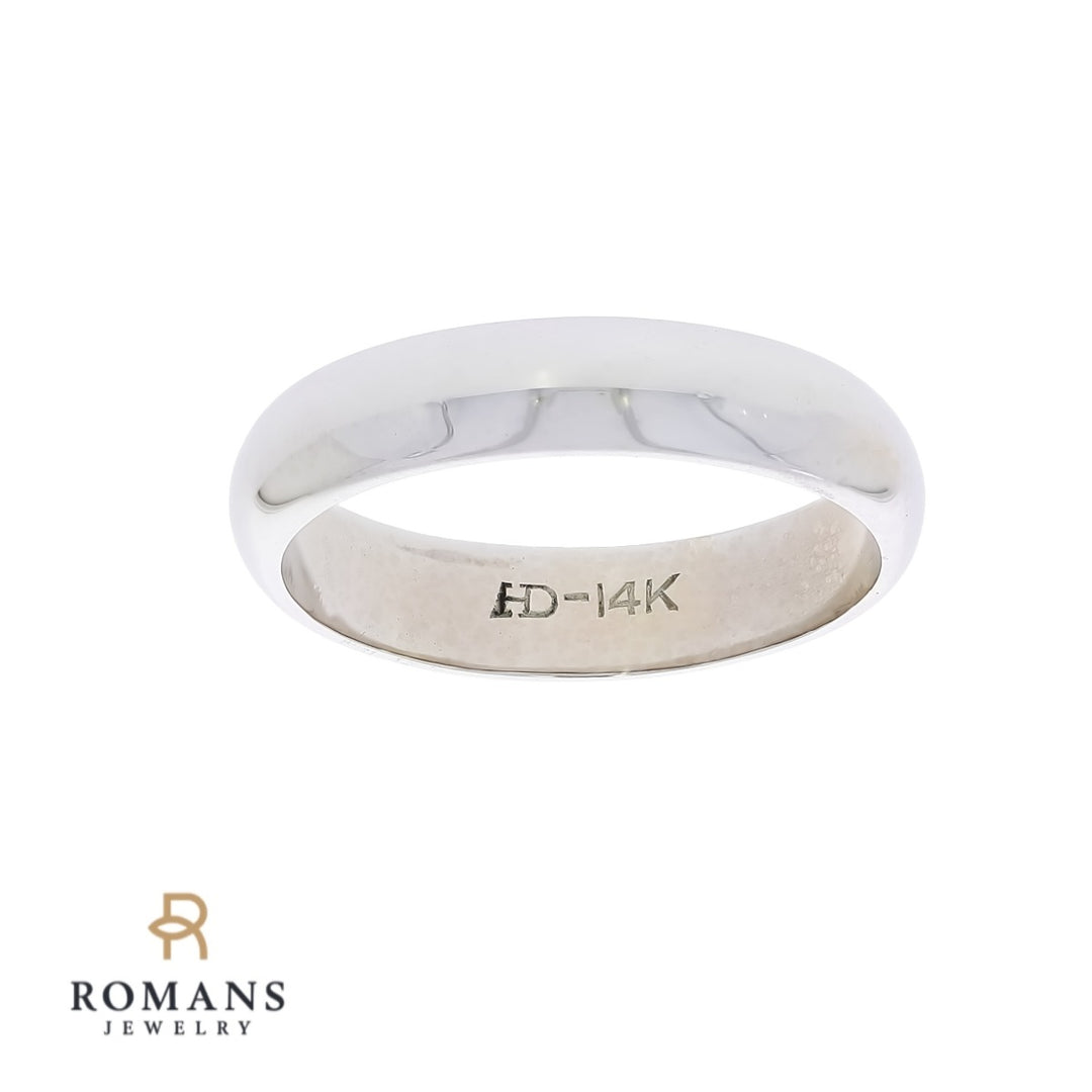 Half Round 4.5MM Band 14K White Gold