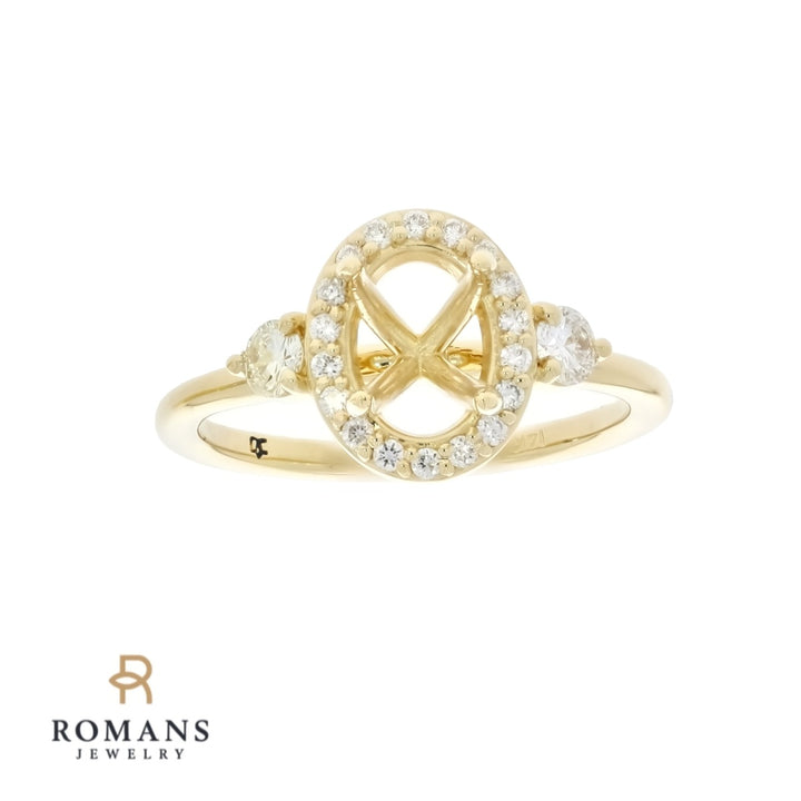 Halo Diamond 14K Yellow Gold Engagement Setting 0.46CTW