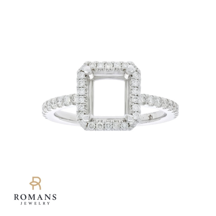 Halo Diamond Engagement Emerald Setting 14K White Gold .21CT
