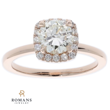 Halo Diamond Engagement Ring 14K Rose Gold .97CT