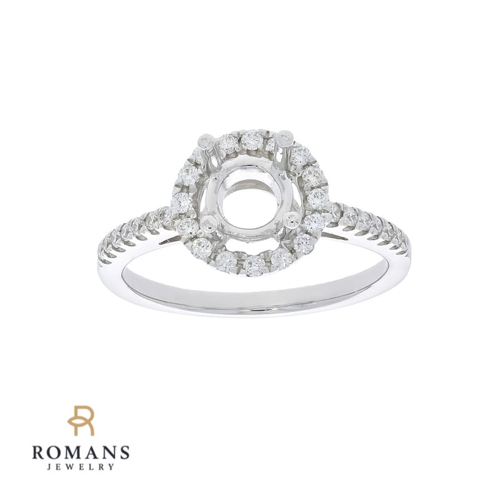 Halo Diamond Engagement Ring Setting 14K White Gold