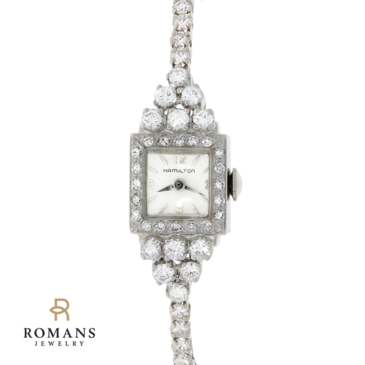 Hamilton Diamond Wrist Watch 1950's 14K White Gold