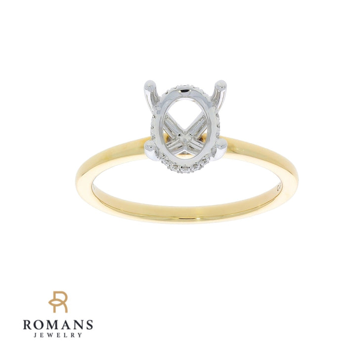 Hidden Halo Oval Engagement Ring 14K Two Tone