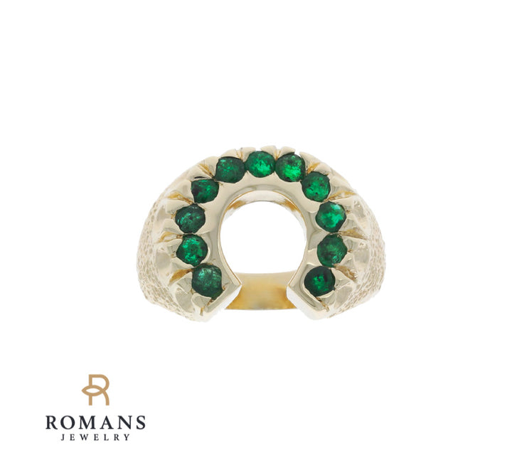 Horseshoe Emerald Ring 14K Yellow Gold 1.20 CTW