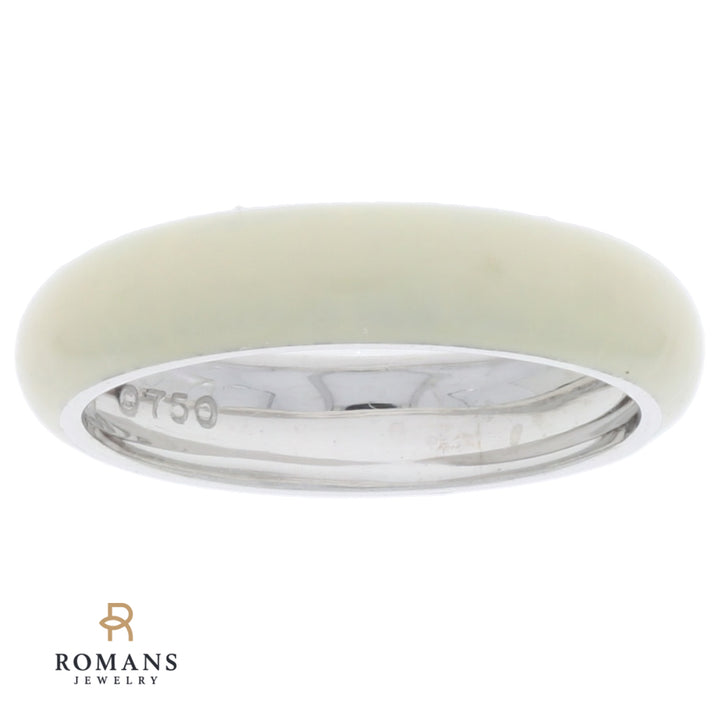 Ivory Enamel 4.75MM Domed Band 18K White Gold