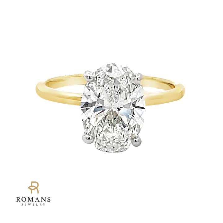 Lab Grown Oval Diamond Hidden Halo Engagement Ring 14K 2.64 CTW