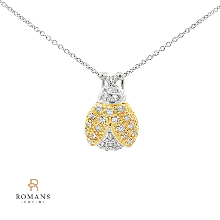 LadyBug Diamond Pendant 14K Two Tone Gold .15CT