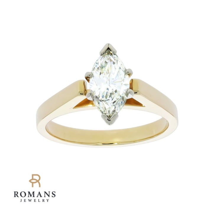 Marquise Diamond Solitaire 14K Two Tone .80 CT