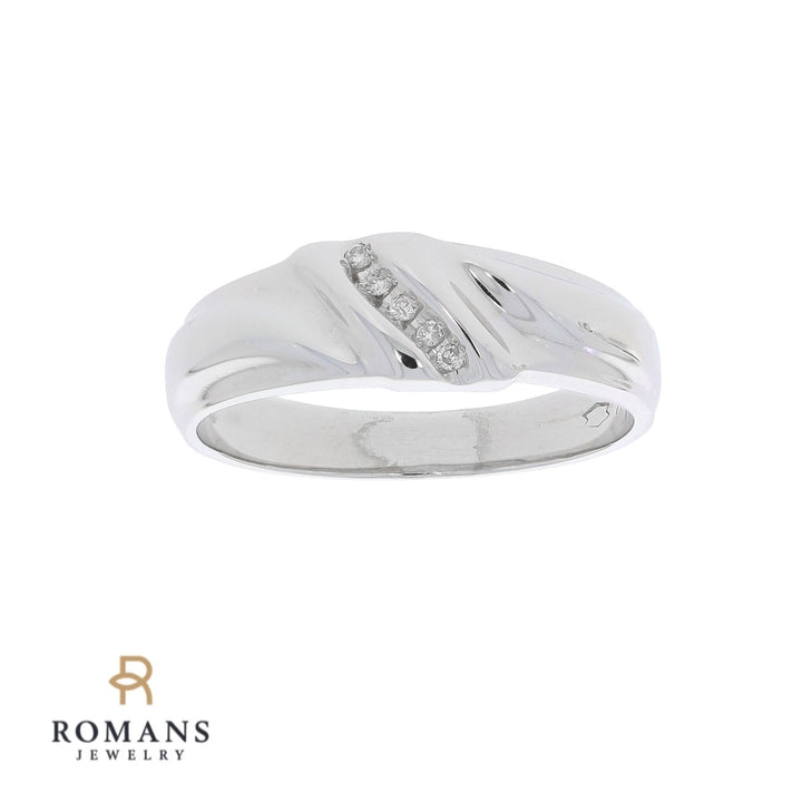 Men's Diamond Ring 10K White Gold .10 CTW
