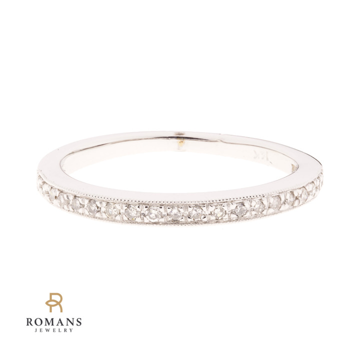 Milgrain Diamond Band 14K White Gold .10 CTW