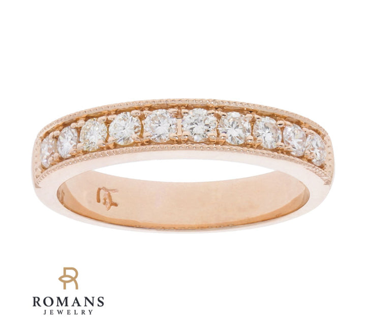 Milgrain Diamond Wedding Band 14K Rose Gold .50CT