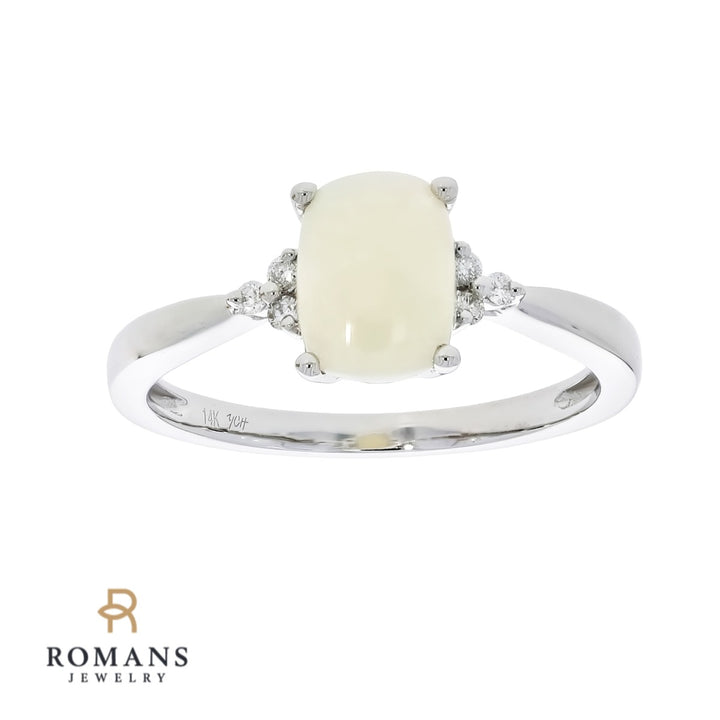Opal Diamond 14K White Gold Ring .61 CTW