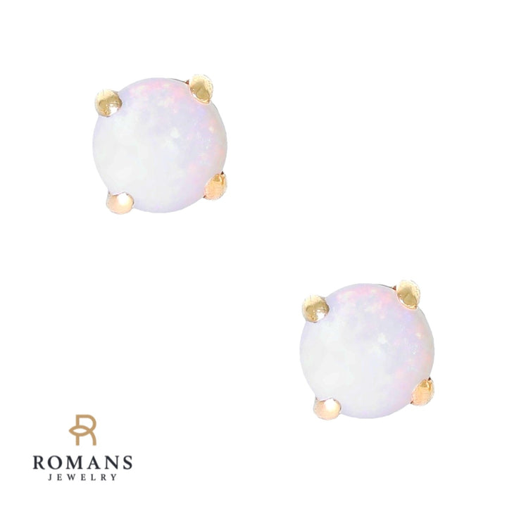 Opal Stud Earrings 14K Yellow Gold .45CTW