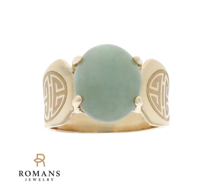 Oval Jade Ring 14K Yellow Gold