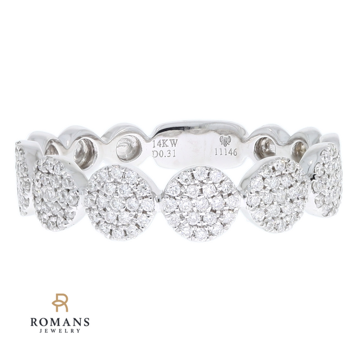 Pave Diamond Disks Band 14K White Gold .31CTW