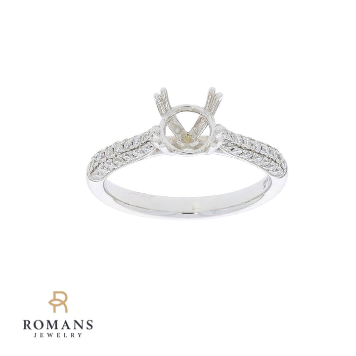 Pave Diamond Engagement Ring 14K White Gold