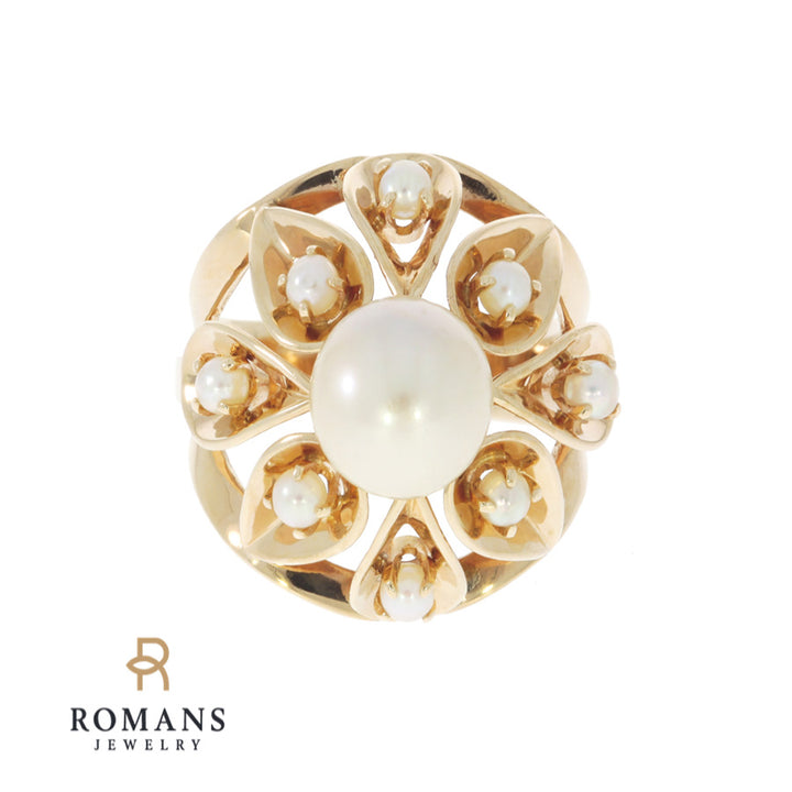 Pearl Cluster Ring 14K Yellow Gold