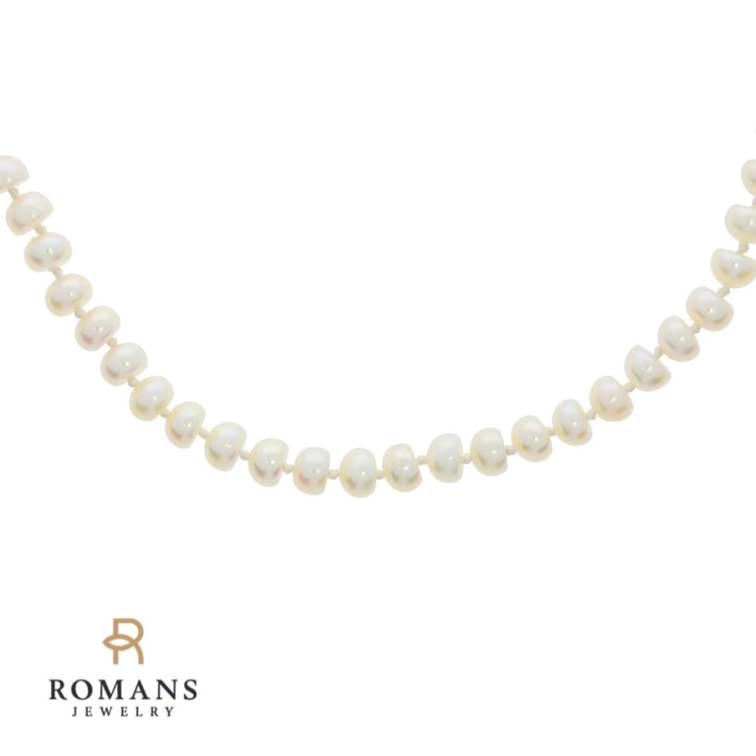 Pearl Diamond Platinum Strand Necklace 0.40CTW